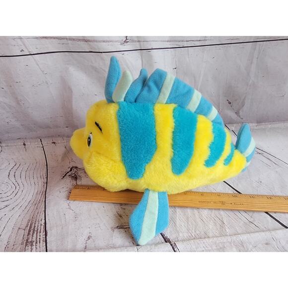 Vintage Disney The Little Mermaid Flounder 11in Stuffed Animal Plush - Picture 7 of 10